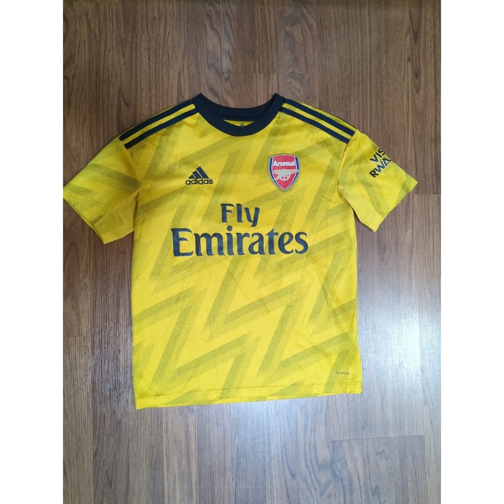 Arsenal Youth Large Premier League Soccer Jersey Adidas Fly Emirates Yellow